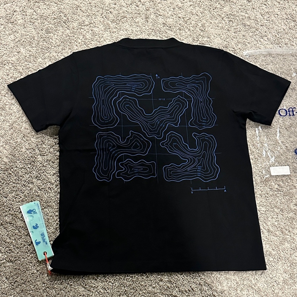 Off-White Black Tee with Blue Logo